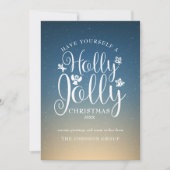 Elegante Script Corporate Holly Jolly Kerstkaart (Voorkant)