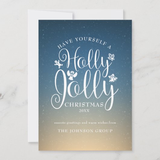 Elegante Script Corporate Holly Jolly Kerstkaart (Voorkant)