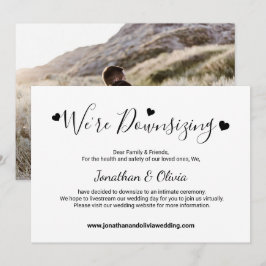 Elegante Script Downsizing Kleinere Trouwfoto Aankondiging