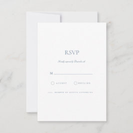 Elegante Script Dusty Blue & White RSVP-kaart RSVP Kaartje