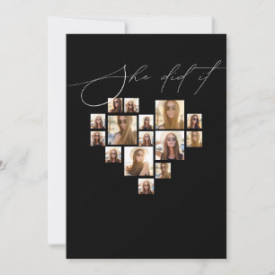 Elegante script eenvoudige 15 foto collage afstude kaart