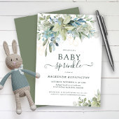 Elegante Script Eucalyptus Groene Baby Sprinkle Kaart