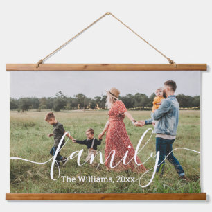 Elegante Script Familie Foto Maatwerk Hangend Wandkleed
