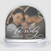 Elegante Script-familienaam en 2 foto's Sneeuwbol (Achterkant)