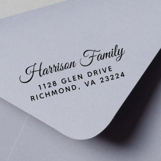 Elegante script familienaam retouradres zelfinkt zelfinktende stempel