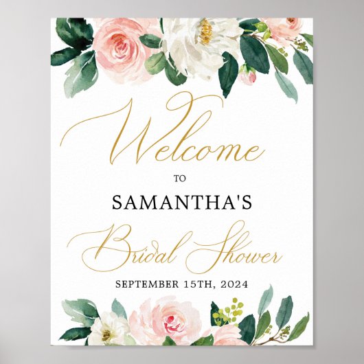 Elegante script font boho blozen groen welkom poster (Voorkant)
