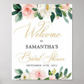 Elegante script font boho blush groen welkom poster (Voorkant)
