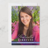 Elegante Script Foto Afstudeerfeest Periwinkle Kaart (Voorkant)