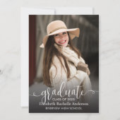 Elegante script foto afstudeeruitnodiging kaart (Voorkant)
