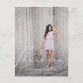 Elegante Script Foto Afstuderen Bedankt Briefkaart (Voorkant)