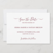Elegante script foto bordeaux save the date kaart (Achterkant)
