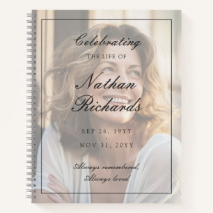 Elegante Script Foto Herdenking van het Leven Fune Notitieboek