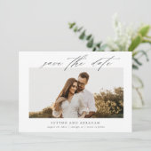 Elegante Script Foto Huwelijk Save The Date (Staand voorkant)