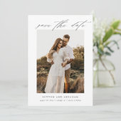 Elegante Script Foto Huwelijk Save The Date (Staand voorkant)