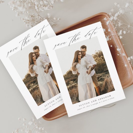 Elegante Script Foto Huwelijk Save The Date