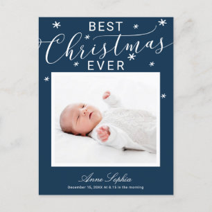 Elegante Script Foto Kerst Geboorte Aankondiging
