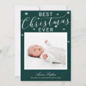 Elegante Script Foto Kerst Geboorte Aankondiging (Voorkant)