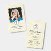 Elegante Script Foto Logo Make-up Haar Badge (Voor- en achterkant)