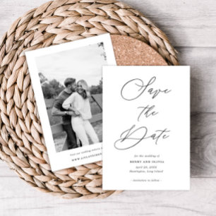 Elegante Script Foto op de rug, Petite Wedding Save The Date