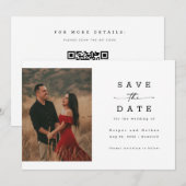 Elegante Script Foto QR Code Huwelijk Save The Date (Voorkant / Achterkant)