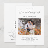 Elegante Script Foto QR Code Trouw Uitnodiging (Voorkant / Achterkant)