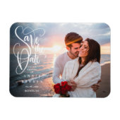 Elegante Script Foto Save the Date Magneet (Horizontaal)