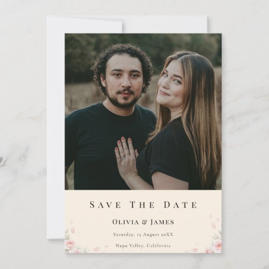 Elegante script foto trouw save the date uitnodigi (Voorkant)