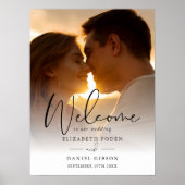 Elegante script foto trouw welkom bord poster (Voorkant)