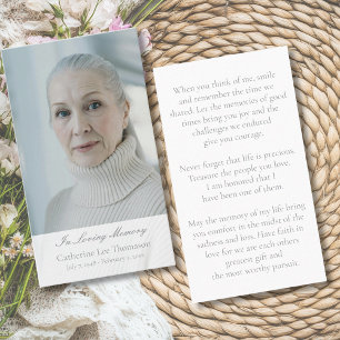 Elegante Script Gebedskaarten voor Funeral Foto's Visitekaartje