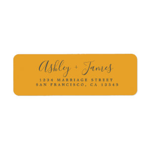 Elegante script gele retouradres sticker