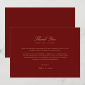 Elegante script goud & dieprode bedankkaart (Voorkant / Achterkant)