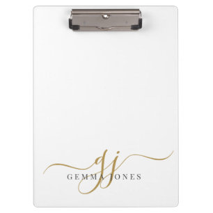 Elegante script gouden monogram eerste letters naa klembord