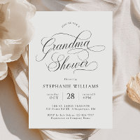 Elegante Script Grootmoeder Shower Uitnodiging