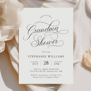 Elegante Script Grootmoeder Shower Uitnodiging