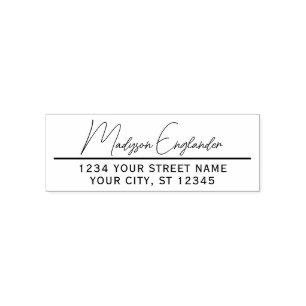 Elegante script handtekening #23 naam retouradres zelfinktende stempel