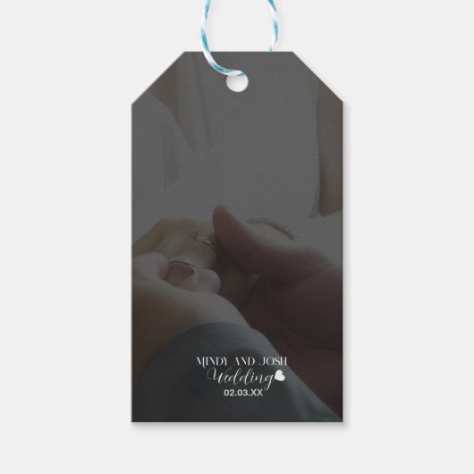 Elegante Script Hart Foto Cadeaulabel (Voorkant)