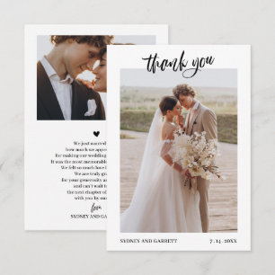 Elegante Script Huwelijk 2-Foto Bedankkaart