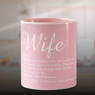Elegante Script Huwelijksdefinitie Meisjesachtig R Tweekleurige Koffiemok