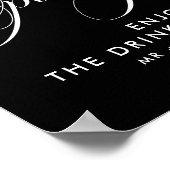 Elegante script huwelijksfeest open bar drankkaart poster (Hoek)