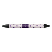 Elegante Script Initialen - Flowers & Stripes Zwarte Inkt Pen (Voorkant)