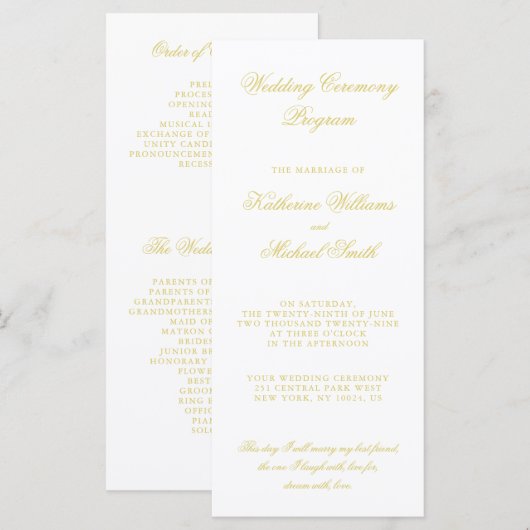 Elegante Script Island Citrus Huwelijksprogramma's Programma (Voorkant / Achterkant)