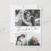 Elegante script jubileum foto collage bedankkaart (Voorkant)