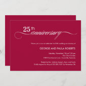 Elegante Script Jubileum Uitnodiging (Framboos) (Voorkant / Achterkant)