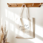 Elegante Script kalligrafie minimale bruiloft Cust Tote Bag