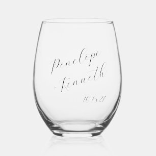 Elegante Script kalligrafie minimale bruiloft Cust Wijnglas Zonder Voet