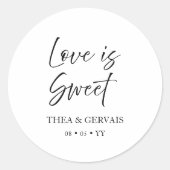 Elegante Script kalligrafie minimale witte bruilof Ronde Sticker (Voorkant)