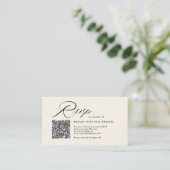 Elegante Script Kalligrafie & QR Code Wedding RSVP Informatiekaartje (Staand voorkant)