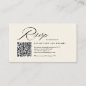 Elegante Script Kalligrafie & QR Code Wedding RSVP Informatiekaartje (Voorkant)