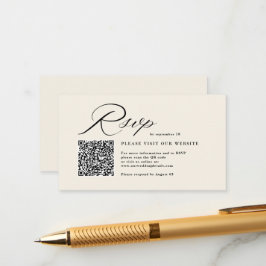 Elegante Script Kalligrafie & QR Code Wedding RSVP Informatiekaartje