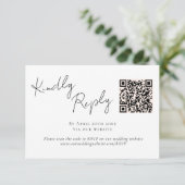 Elegante Script Kalligrafie QR Code Wedding RSVP Kaartje (Staand voorkant)